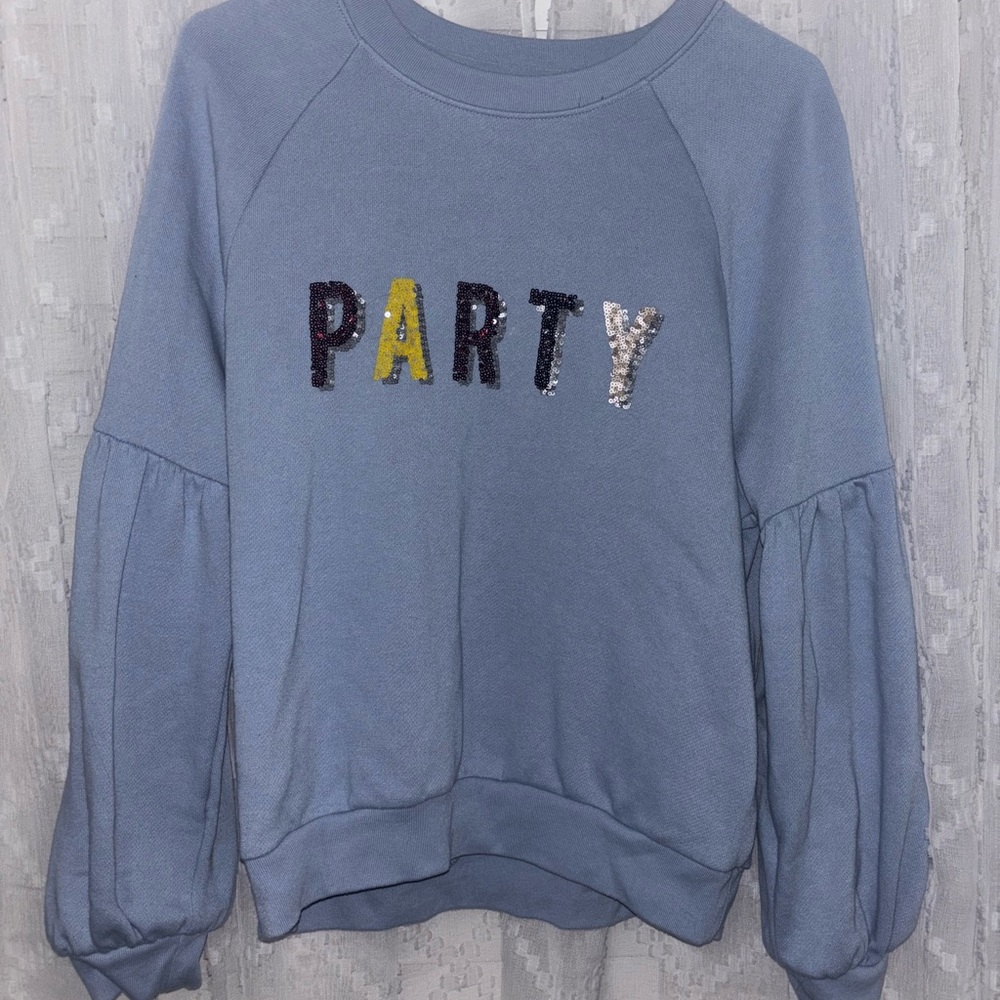 Aerie Blue Party Sweatshirt w/ Sequin Letters